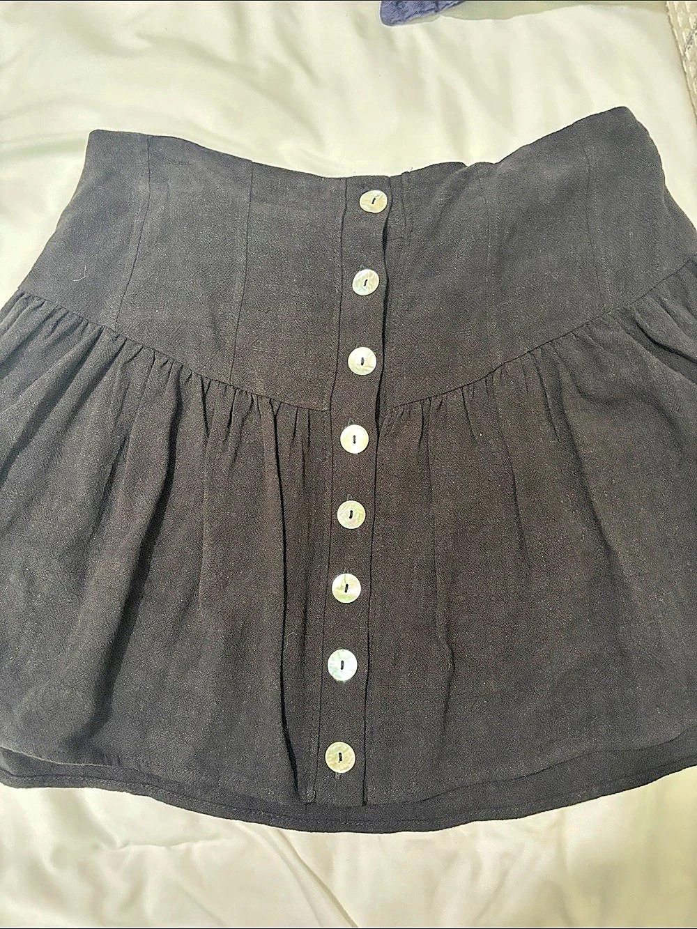Forever 21 Button Front Mini Skirt Black Size Large